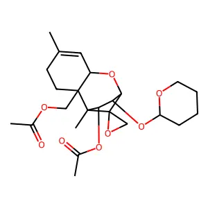 [11-acetyloxy-1,5-dimethyl-10-(oxan-2-yloxy)spiro[8-oxatricyclo[7.2.1.02,7]dodec-5-ene-12,2'-oxirane]-2-yl]methyl acetate structure