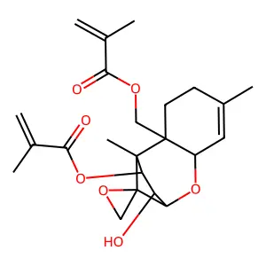 [10-hydroxy-1,5-dimethyl-11-(2-methylprop-2-enoyloxy)spiro[8-oxatricyclo[7.2.1.02,7]dodec-5-ene-12,2'-oxirane]-2-yl]methyl 2-methylprop-2-enoate structure