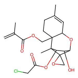 [11-(2-chloroacetyl)oxy-10-hydroxy-1,5-dimethylspiro[8-oxatricyclo[7.2.1.02,7]dodec-5-ene-12,2'-oxirane]-2-yl]methyl 2-methylprop-2-enoate structure