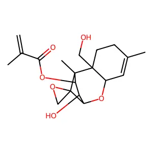[10-hydroxy-2-(hydroxymethyl)-1,5-dimethylspiro[8-oxatricyclo[7.2.1.02,7]dodec-5-ene-12,2'-oxirane]-11-yl] 2-methylprop-2-enoate structure