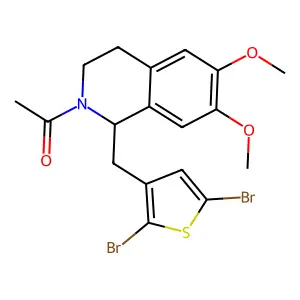 1-[1-[(2,5-dibromothiophen-3-yl)methyl]-6,7-dimethoxy-3,4-dihydro-1H-isoquinolin-2-yl]ethanone structure