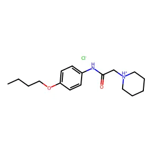 N-(4-butoxyphenyl)-2-piperidin-1-ium-1-ylacetamide chloride structure