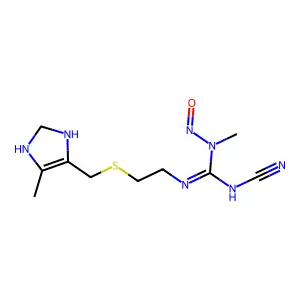 3-cyano-1-methyl-2-[2-[(5-methyl-2,3-dihydro-1H-imidazol-4-yl)methylsulfanyl]ethyl]-1-nitrosoguanidine structure