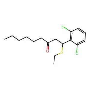 1-(2,6-dichlorophenyl)-1-ethylsulfanylnonan-3-one structure