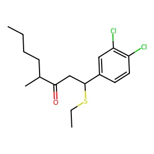 1-(3,4-dichlorophenyl)-1-ethylsulfanyl-4-methyloctan-3-one structure