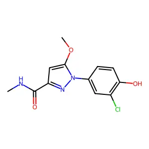 1-(3-chloro-4-hydroxyphenyl)-5-methoxy-N-methylpyrazole-3-carboxamide structure