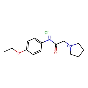 N-(4-ethoxyphenyl)-2-pyrrolidin-1-ium-1-ylacetamide chloride structure