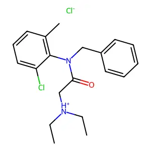 [2-(N-benzyl-2-chloro-6-methylanilino)-2-oxoethyl]-diethylazanium chloride structure