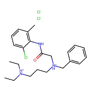 benzyl-[2-(2-chloro-6-methylanilino)-2-oxoethyl]-[3-(diethylazaniumyl)propyl]azanium dichloride structure