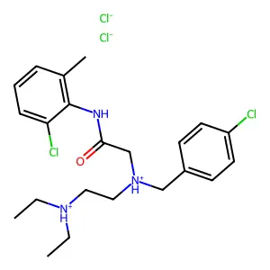 [2-(2-chloro-6-methylanilino)-2-oxoethyl]-[(4-chlorophenyl)methyl]-[2-(diethylazaniumyl)ethyl]azanium dichloride structure