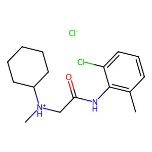 [2-(2-chloro-6-methylanilino)-2-oxoethyl]-cyclohexyl-methylazanium chloride structure