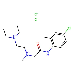 [2-(4-chloro-2-methylanilino)-2-oxoethyl]-[2-(diethylazaniumyl)ethyl]-methylazanium dichloride structure