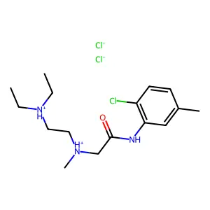 [2-(2-chloro-5-methylanilino)-2-oxoethyl]-[2-(diethylazaniumyl)ethyl]-methylazanium dichloride structure