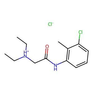 [2-(3-chloro-2-methylanilino)-2-oxoethyl]-diethylazanium chloride structure