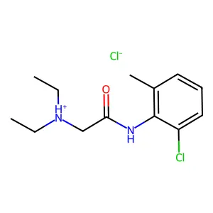 [2-(2-chloro-6-methylanilino)-2-oxoethyl]-diethylazanium chloride structure