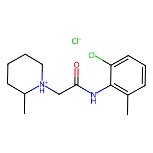 N-(2-chloro-6-methylphenyl)-2-(2-methylpiperidin-1-ium-1-yl)acetamide chloride structure