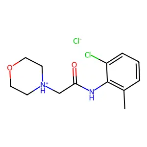 N-(2-chloro-6-methylphenyl)-2-morpholin-4-ium-4-ylacetamide chloride structure
