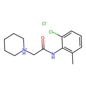 N-(2-chloro-6-methylphenyl)-2-piperidin-1-ium-1-ylacetamide chloride structure