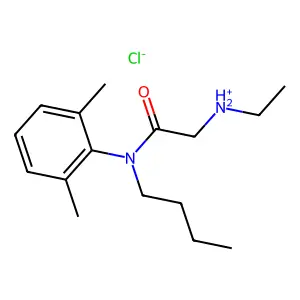 [2-(N-butyl-2,6-dimethylanilino)-2-oxoethyl]-ethylazanium chloride structure