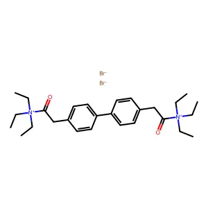 triethyl-[2-[4-[4-[2-oxo-2-(triethylazaniumyl)ethyl]phenyl]phenyl]acetyl]azanium dibromide structure