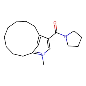 (11-methyl-11-azoniabicyclo[8.3.1]tetradeca-1(14),10,12-trien-13-yl)-pyrrolidin-1-ylmethanone structure