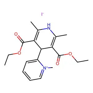 diethyl 2,6-dimethyl-4-(1-methylpyridin-1-ium-2-yl)-1,4-dihydropyridine-3,5-dicarboxylate iodide structure