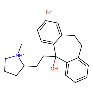10,11-Dihydro-5-(1-methyl-2-(pyrrolidinyl)ethyl)-5H-dibenzo(a,d)cyclohepten-5-ol HBr structure