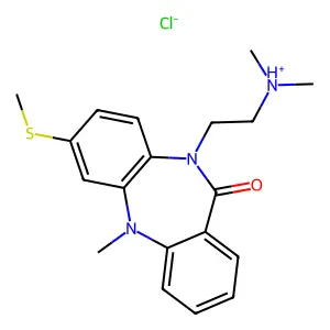 dimethyl-[2-(11-methyl-2-methylsulfanyl-6-oxobenzo[b][1,4]benzodiazepin-5-yl)ethyl]azanium chloride structure
