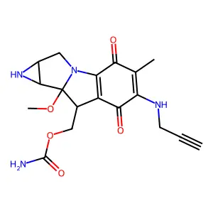[(4S,6S,7R,8S)-7-methoxy-12-methyl-10,13-dioxo-11-(prop-2-ynylamino)-2,5-diazatetracyclo[7.4.0.02,7.04,6]trideca-1(9),11-dien-8-yl]methyl carbamate structure