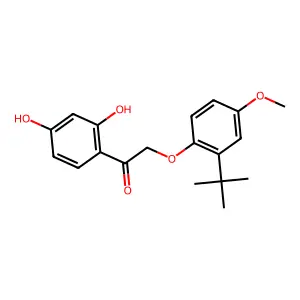 1-(2,4-dihydroxyphenyl)-2-[2-(tert-butyl)-4-methoxyphenoxy]ethan-1-one structure