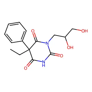 1-(2,3-dihydroxypropyl)-5-ethyl-5-phenyl-1,3-diazinane-2,4,6-trione structure
