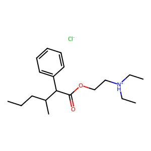 Hexanoic acid, 3-methyl-2-phenyl-, 2-(diethylamino)ethyl ester, hydrochloride structure