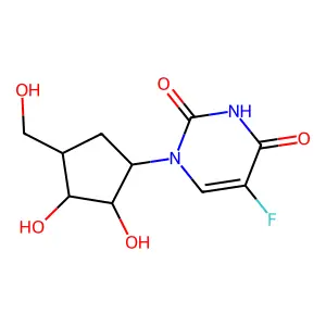 1-[2,3-dihydroxy-4-(hydroxymethyl)cyclopentyl]-5-fluoropyrimidine-2,4-dione structure