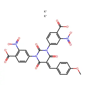 dipotassium4-[3-(4-carboxylato-3-nitrophenyl)-5-[(4-methoxyphenyl)methylidene]-2,4,6-trioxo-1,3-diazinan-1-yl]-2-nitrobenzoate structure