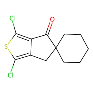 1,3-dichloro-5,6-dihydrospiro(4H-cyclopenta[c]thiophene-5,1'-cyclohexane)-4-one structure