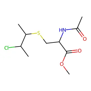 methyl 2-acetamido-3-(3-chlorobutan-2-ylsulfanyl)propanoate structure