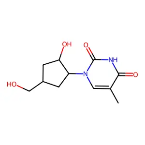 1-[2-hydroxy-4-(hydroxymethyl)cyclopentyl]-5-methylpyrimidine-2,4-dione structure