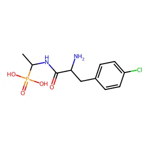 1-[[2-amino-3-(4-chlorophenyl)propanoyl]amino]ethylphosphonic acid structure