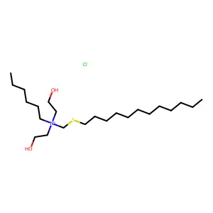 dodecylsulfanylmethyl-hexyl-bis(2-hydroxyethyl)azanium chloride structure