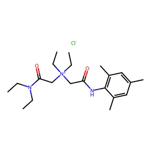 ((Diethylcarbamoyl)methyl)diethyl((mesitylcarbamoyl)methyl)ammonium chloride structure