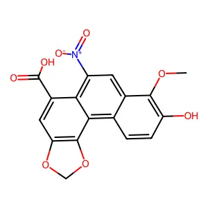 9-HYDROXY-8-METHOXY-6-NITRO-PHENANTHROL[3,4-D][1,3]DIOXOLE-5-CARBOXYLIC ACID structure