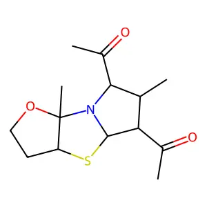 1-(11-acetyl-2,10-dimethyl-3-oxa-7-thia-1-azatricyclo[6.3.0.02,6]undecan-9-yl)ethanone structure