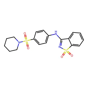 1,1-dioxo-N-(4-piperidin-1-ylsulfonylphenyl)-1,2-benzothiazol-3-amine structure