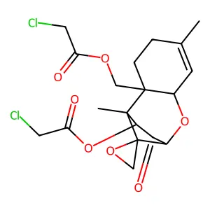 [11-(2-chloroacetyl)oxy-1,5-dimethyl-10-oxospiro[8-oxatricyclo[7.2.1.02,7]dodec-5-ene-12,2'-oxirane]-2-yl]methyl 2-chloroacetate structure