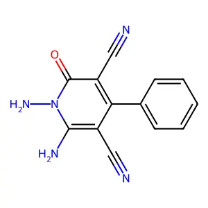 1,2-diamino-6-oxo-4-phenylpyridine-3,5-dicarbonitrile structure
