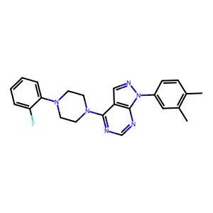 1-(3,4-dimethylphenyl)-4-[4-(2-fluorophenyl)piperazin-1-yl]-1H-pyrazolo[3,4-d]pyrimidine structure