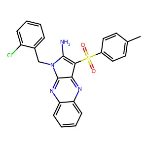 1-[(2-chlorophenyl)methyl]-3-(4-methylphenyl)sulfonylpyrrolo[3,2-b]quinoxalin-2-amine structure