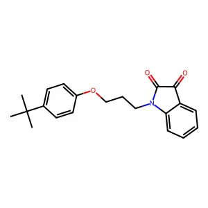 1-[3-(4-tert-butylphenoxy)propyl]indole-2,3-dione structure