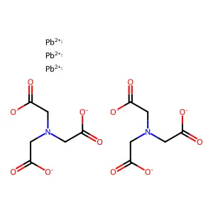 bis(2-[bis(carboxylatomethyl)amino]acetate)tris(lead(2+)) structure