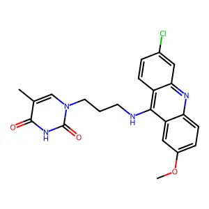 1-[3-[(6-chloro-2-methoxyacridin-9-yl)amino]propyl]-5-methylpyrimidine-2,4-dione structure